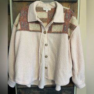 Heyday Plaid Accent Fleece Jacket. Boutique quality. Fits like m/l